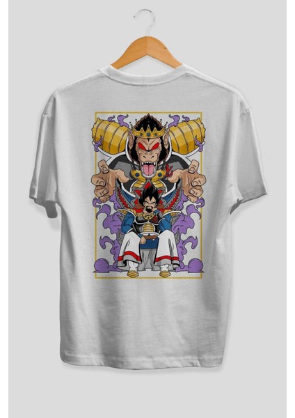 Dragonball Reyvegeta Anime Arka Baskılı Beyaz Oversize T-Shirt Pamuk Erkek Kadın fiyatları