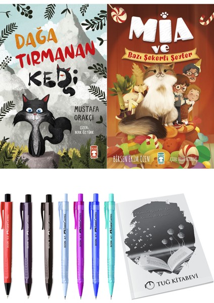 Mia ve Bazı Şekerli Şeyler ve Dağa Tırmanan Kedi 2'li Set - Kalem