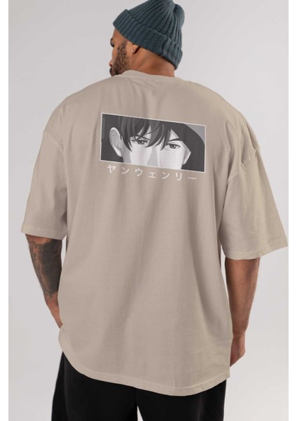Wen-Li Yang 1 Anime Arka Baskılı Bej Oversize T-Shirt %100 Pamuk Erkek Kadın indirimleri