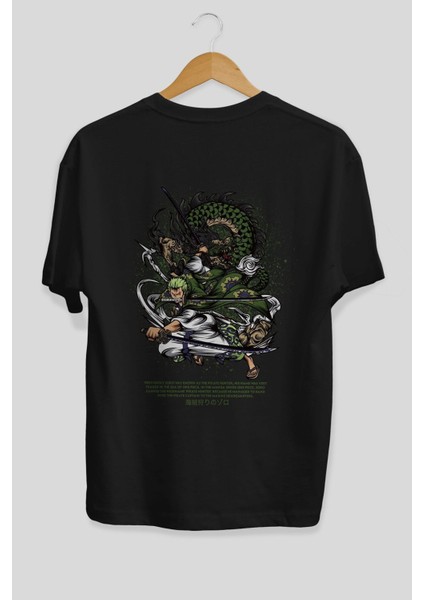 Zoro-One Pıece Anime Arka Baskılı Siyah Oversize T-Shirt Erkek Kadın fiyatları