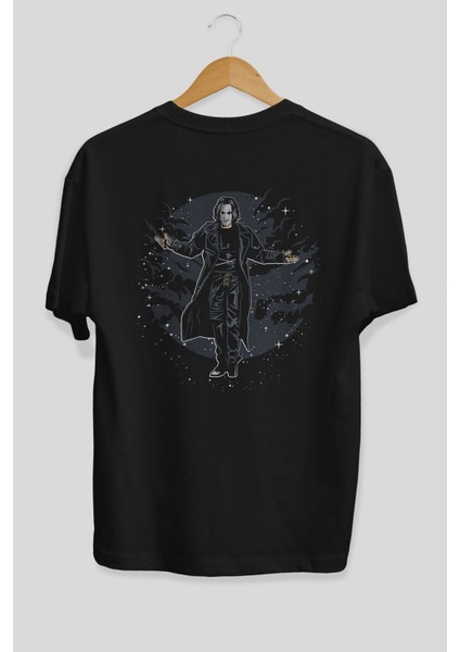 The Crow Arka Baskılı Siyah Oversize T-Shirt Erkek Kadın Bisiklet Yaka fiyatları