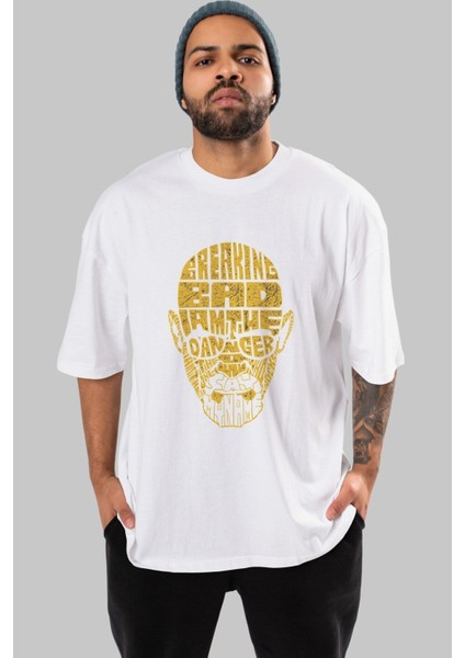 Breaking Bad Ön Baskılı Beyaz Oversize T-Shirt Erkek Kadın Bisiklet Yaka