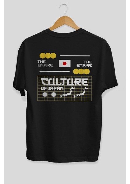 The Empire Culture Japan Arka Baskılı Siyah Oversize T-Shirt Erkek Kadın Bisiklet Yaka fiyatları