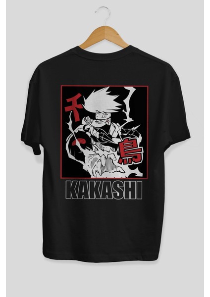 Kakashı Hatake Naruto Anime Arka Baskılı Siyah Oversize T-Shirt Erkek Kadın fiyatları