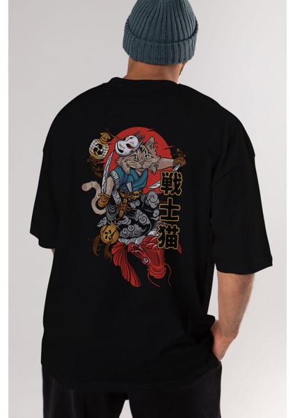 Trıbal (2) Anime Arka Baskılı Siyah Oversize T-Shirt Erkek Kadın indirimleri