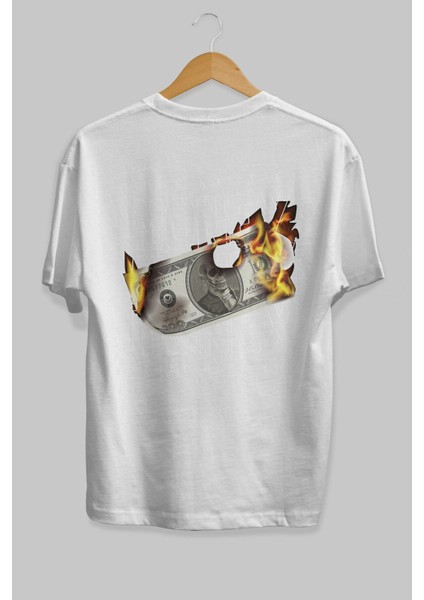 Teddy Bear Its Not The Money Arka Baskılı Beyaz Erkek Kadın Bisiklet Yaka Oversize T-Shirt indirimleri