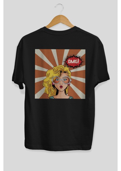 Omg Yazılı Retro Arka Baskılı Siyah Oversize T-Shirt Erkek Kadın Bisiklet Yaka fiyatları