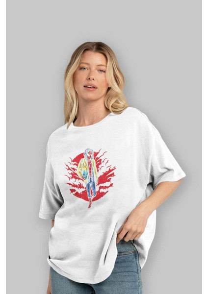Spiderman Ön Baskılı Beyaz Oversize T-Shirt Erkek Kadın Bisiklet Yaka