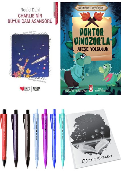 Doktor Dinozor'la Ateşe Yolculuk ve Charlie'nin Büyük Cam Asansörü 2'li Set - Kalem