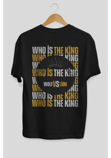 Who Is The King Yazılı Arka Baskılı Siyah Oversize T-Shirt Erkek Kadın Bisiklet Yaka fiyatları