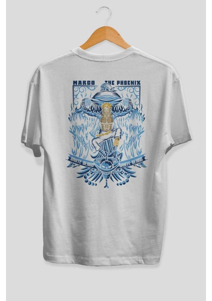 Marco El Fenıx One Piece Anime Arka Baskılı Beyaz Oversize T-Shirt Pamuk Erkek Kadın fiyatları