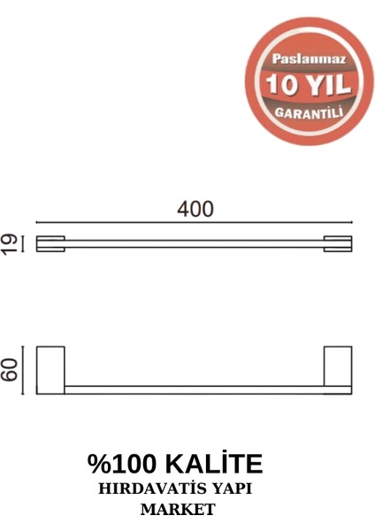 Paslanmaz Pirinç Titanik Uzun Havluluk 40 cm fiyatları