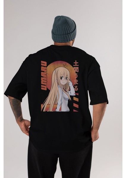 Umaru Doma 5 Anime Arka Baskılı Siyah Oversize T-Shirt Erkek Kadın