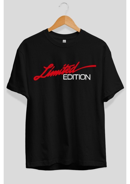 Limited Edition Ön Baskılı Siyah Oversize T-Shirt Erkek Kadın Bisiklet Yaka fiyatları