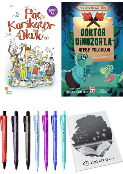 Doktor Dinozor'la Ateşe Yolculuk ve Pat Karikatür Okulu 2'li Set - Kalem