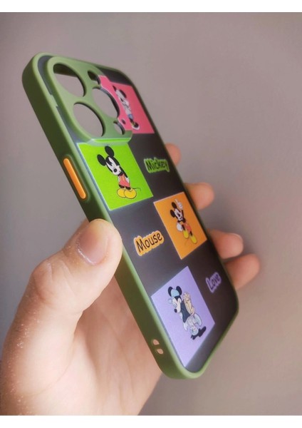 iPhone 14 Pro Uyumlu Mickey Mouse Tasarım Hux Telefon Boyun Askılı Set Kılıf modelleri
