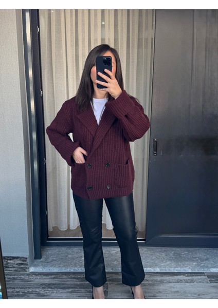 Bordo Kruvaze Yaka Ceket Hırka indirimleri
