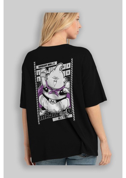 Majın Boo2 Anime Arka Baskılı Siyah Oversize T-Shirt Erkek Kadın fiyatları