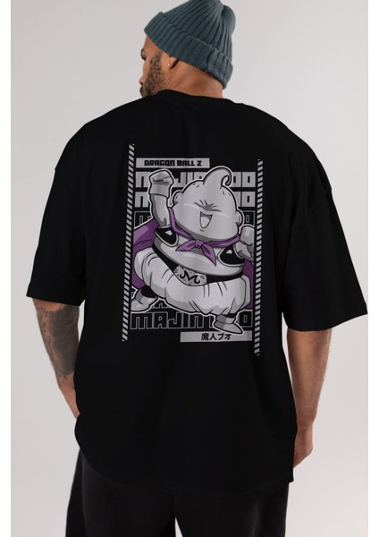 Majın Boo2 Anime Arka Baskılı Siyah Oversize T-Shirt Erkek Kadın fırsatları