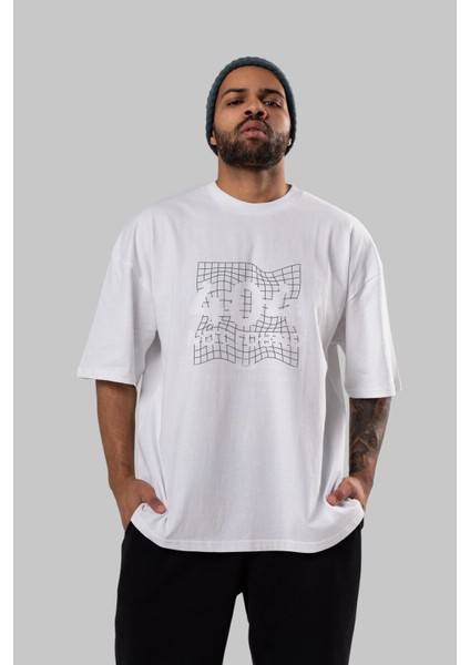 404 Not Found Ön Baskılı Beyaz Oversize T-Shirt Erkek Kadın Bisiklet Yaka fırsatları