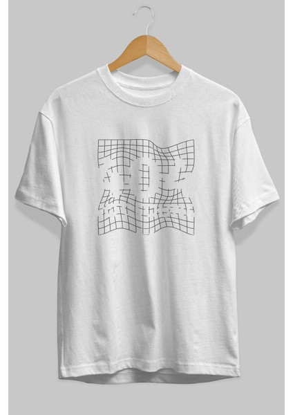 404 Not Found Ön Baskılı Beyaz Oversize T-Shirt Erkek Kadın Bisiklet Yaka indirimleri