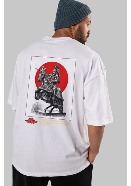 Japan Streetwear 2 Arka Baskılı Beyaz Oversize T-Shirt Erkek Kadın Bisiklet Yaka fırsatları