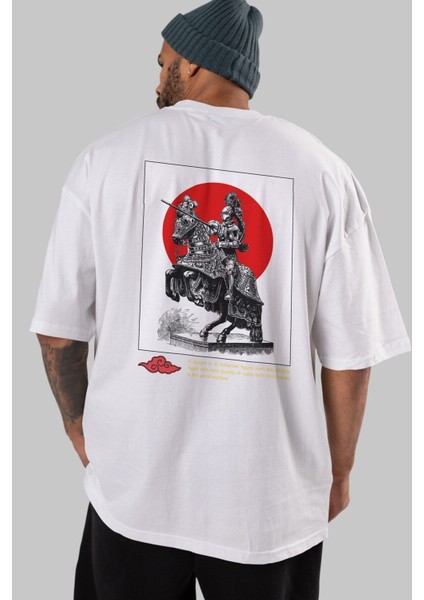 Japan Streetwear 2 Arka Baskılı Beyaz Oversize T-Shirt Erkek Kadın Bisiklet Yaka indirimleri