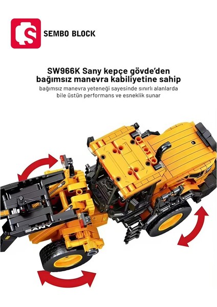 Sany Lisanslı Kepçe 896 Parça Yapı Blokları LEGO ile Uyumlu (712016)