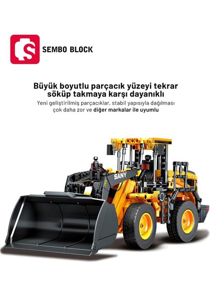Sany Lisanslı Kepçe 896 Parça Yapı Blokları LEGO ile Uyumlu (712016)