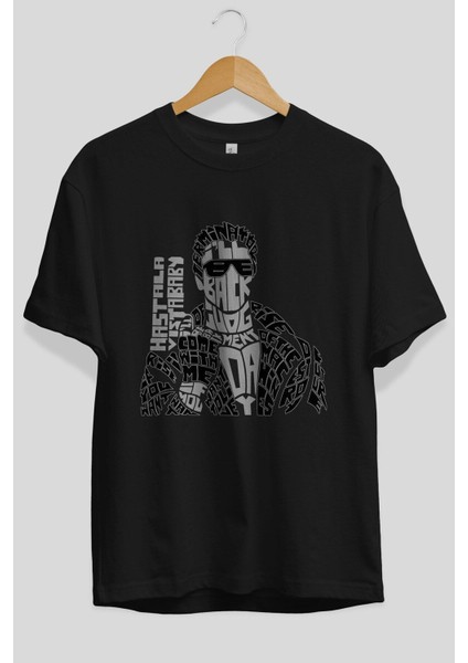 I_ll Be Back Ön Baskılı Siyah Oversize T-Shirt Erkek Kadın Bisiklet Yaka fiyatları