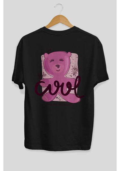 Cool Style Bear Arka Baskılı Siyah Oversize T-Shirt Erkek Kadın Bisiklet Yaka fiyatları