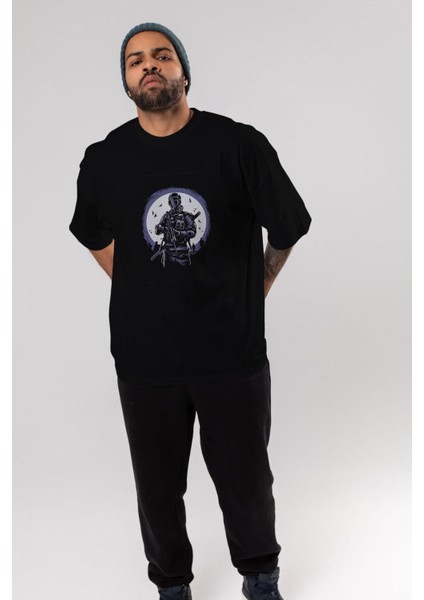 Gas Mask Soldier Ön Baskılı Siyah Oversize T-Shirt Erkek Kadın Bisiklet Yaka indirimleri