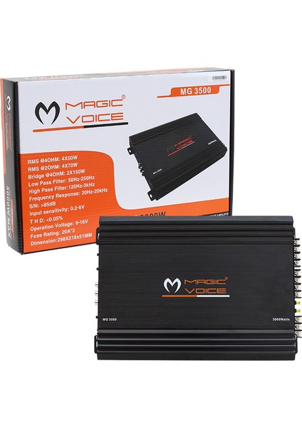 Magıcvoıce MG-3500 4 Kanal Max 3000 Watt Class Ab Oto Anfi