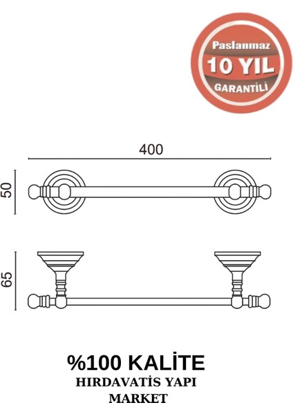 Paslanmaz Pirinç Ottoman Uzun Havluluk 50 cm modelleri