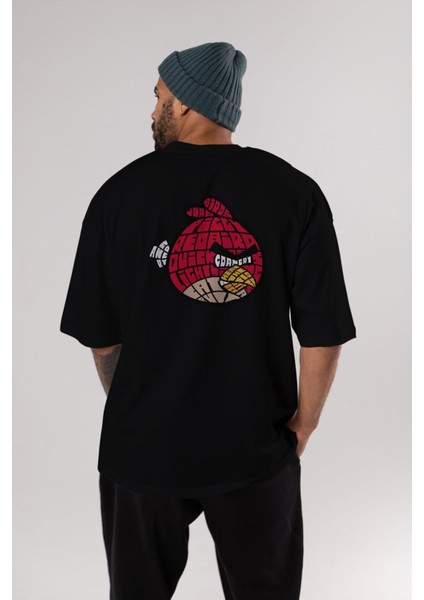 Bird With Anger Arka Baskılı Siyah Oversize T-Shirt Erkek Kadın Bisiklet Yaka fırsatları