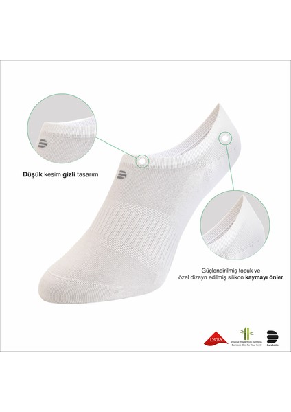 Drlsocks Bambu Sneakers Çorap (Kadın & Erkek, 4'Lü Set – Dikişsiz, Görünmez, Antibakteriyel)