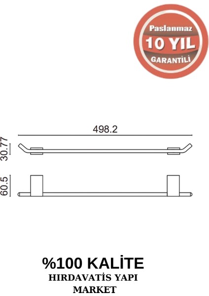 Paslanmaz Pirinç Titanik Uzun Havluluk 50 cm fiyatları
