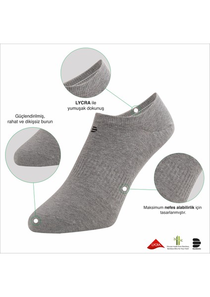 Drlsocks Bambu Sneakers Çorap (Kadın & Erkek, 4'Lü Set – Dikişsiz, Görünmez, Antibakteriyel)