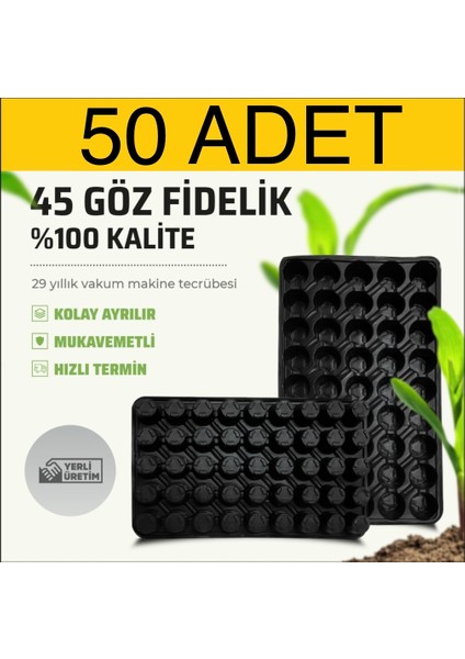 Fidelik Viyol 50 Adet 45 Göz Fide Viyolü Fide Altlığı Tohum Yetiştirme Kabı Ekonomik Paket