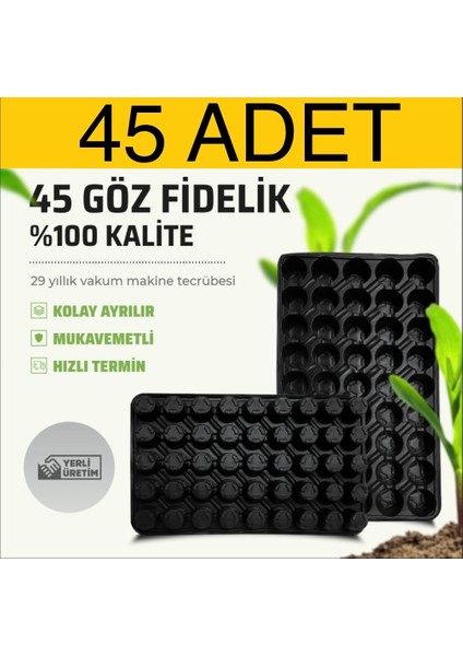 Karaoğlu Vakum Ambalaj Fidelik Viyol 45 Adet 45 Göz Fide Viyolü Fide Altlığı Tohum Yetiştirme Kabı Ekonomik Paket