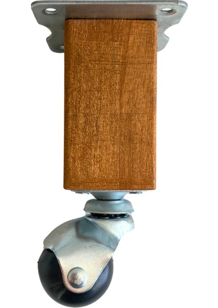 Kale Ahşap Top Tekerli Ayak Mobilya Masa ve Dolap Tekerli Ayağı Frensiz(12cm - 15cm)(Kayın/Gürgen)