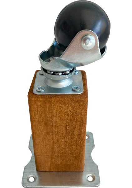 Kale Ahşap Top Tekerli Ayak Mobilya Masa ve Dolap Tekerli Ayağı Frensiz(12cm - 15cm)(Kayın/Gürgen)