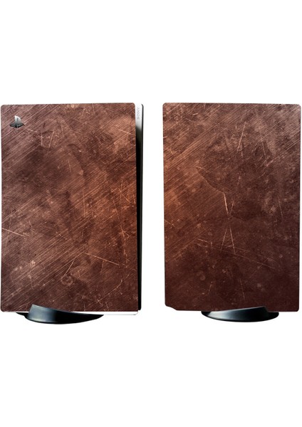 Kahverengi Metal Yüzey Playstation 5 Standart Kasa Dijital Versiyon Full Sticker Kaplama Seti