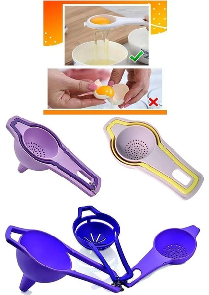 3'lü Çok Fonksiyonlu Yumurta Ayırıcı, Çay Süzgeci ve Mini Huni Seti indirimleri