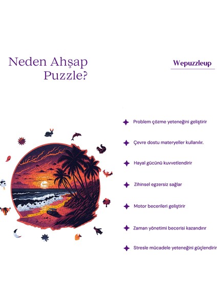 Palmiye Adası Ahşap Puzzle Yetişkin Benzersiz Parçalı Yapboz Puzzle Yapıştırıcılı Wz-13