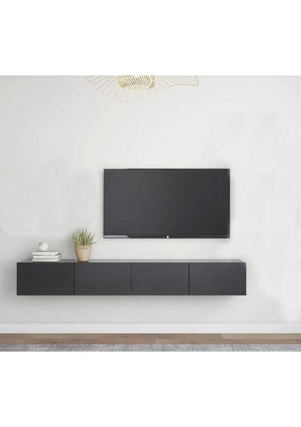Tv Ünitesi Tv Sehpası Alt Modül Antrasit 240 cm Mdf