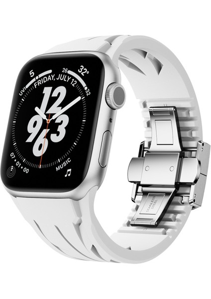Apple Watch 10 42MM Kordon Metal Tokalı Kesilebilir Silikon KRD-127