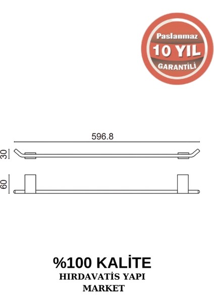 Paslanmaz Pirinç Titanik Uzun Havluluk 60 cm fiyatları