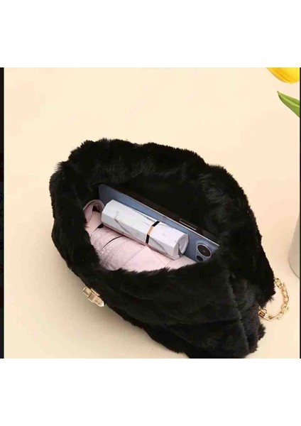 Çıkarılabilir Askılı Peluş Şık Tasarım Kadın Çanta