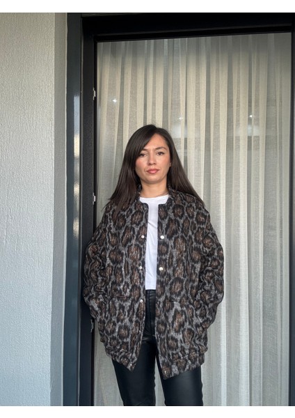 Leopar Premium Astarlı Cepli Bomber Ceket